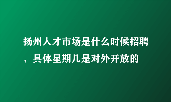 扬州人才市场是什么时候招聘，具体星期几是对外开放的