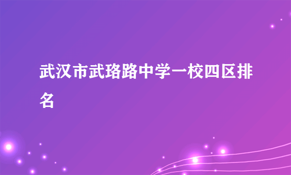 武汉市武珞路中学一校四区排名