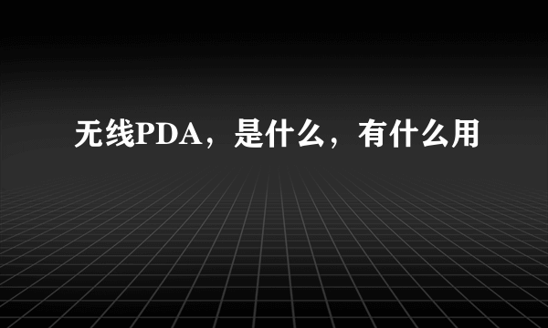 无线PDA，是什么，有什么用