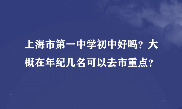 上海市第一中学初中好吗？大概在年纪几名可以去市重点？