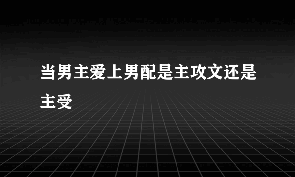 当男主爱上男配是主攻文还是主受