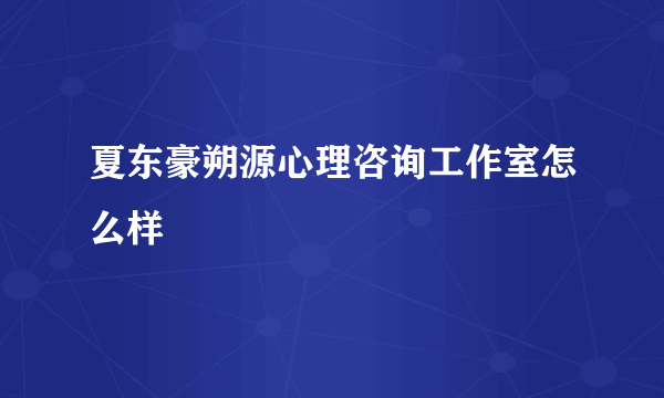 夏东豪朔源心理咨询工作室怎么样