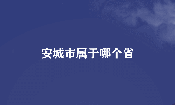 安城市属于哪个省