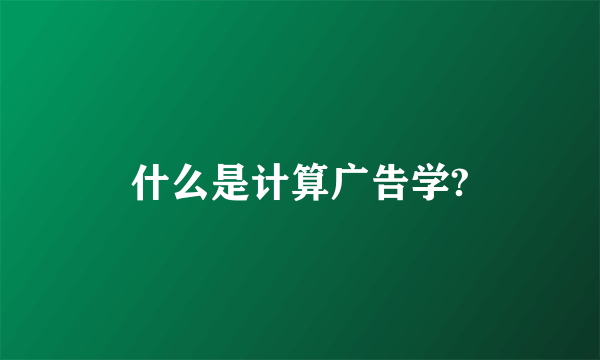 什么是计算广告学?