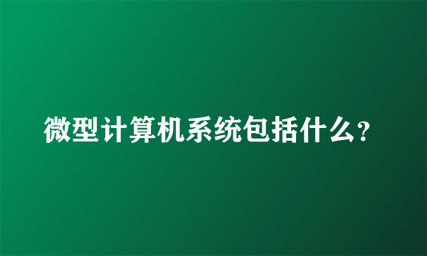 微型计算机系统包括什么？