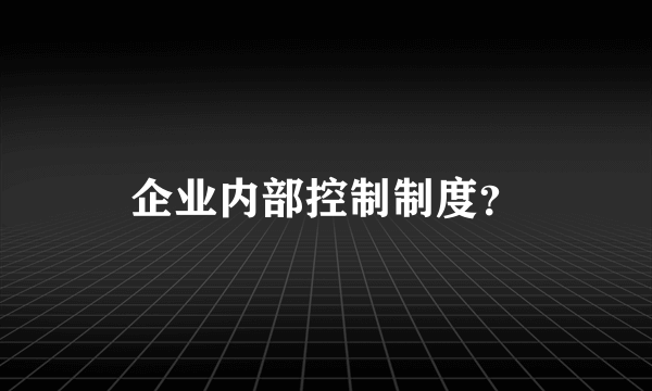 企业内部控制制度？