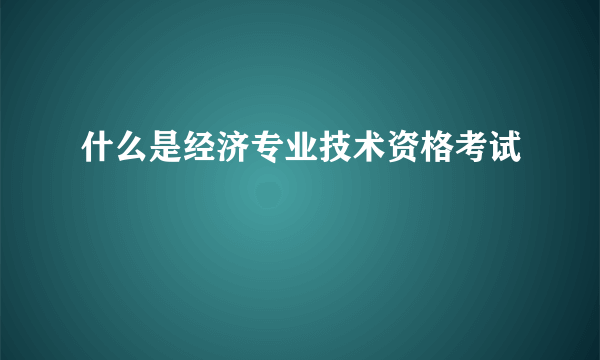 什么是经济专业技术资格考试