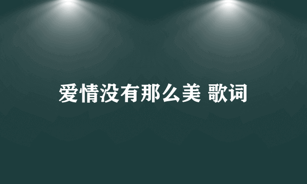 爱情没有那么美 歌词