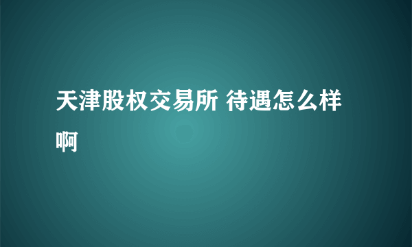 天津股权交易所 待遇怎么样啊