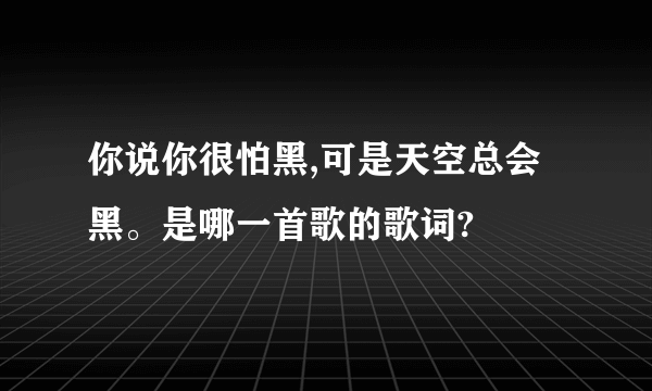 你说你很怕黑,可是天空总会黑。是哪一首歌的歌词?