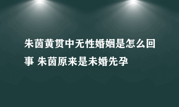 朱茵黄贯中无性婚姻是怎么回事 朱茵原来是未婚先孕