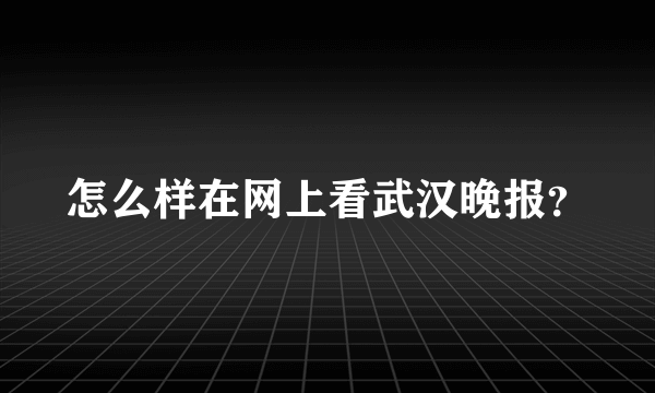 怎么样在网上看武汉晚报？