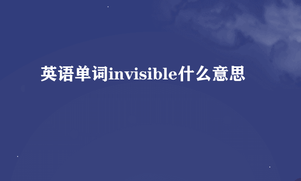 英语单词invisible什么意思