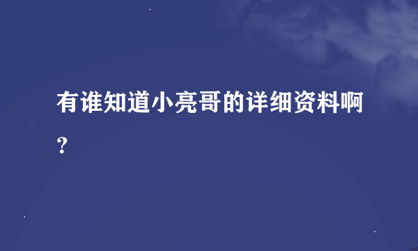 有谁知道小亮哥的详细资料啊？