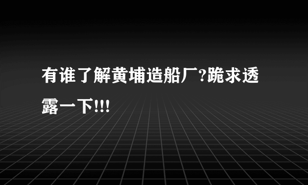 有谁了解黄埔造船厂?跪求透露一下!!!