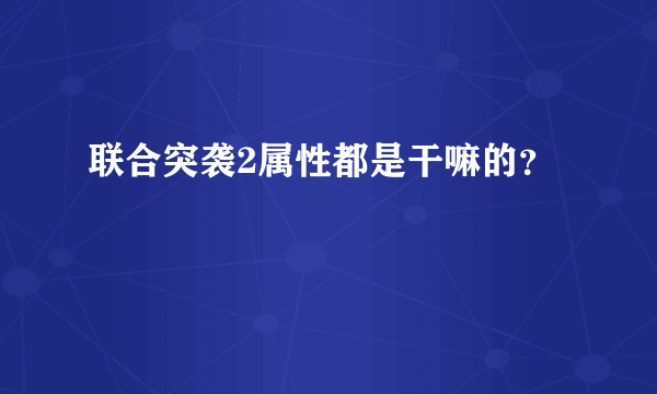 联合突袭2属性都是干嘛的？