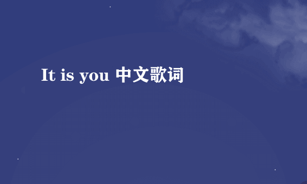 It is you 中文歌词