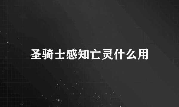 圣骑士感知亡灵什么用