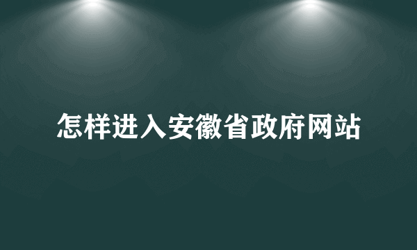 怎样进入安徽省政府网站