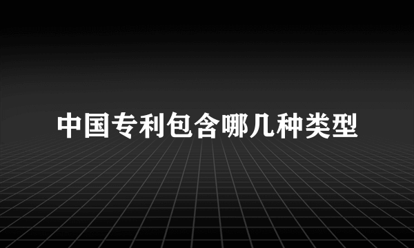 中国专利包含哪几种类型