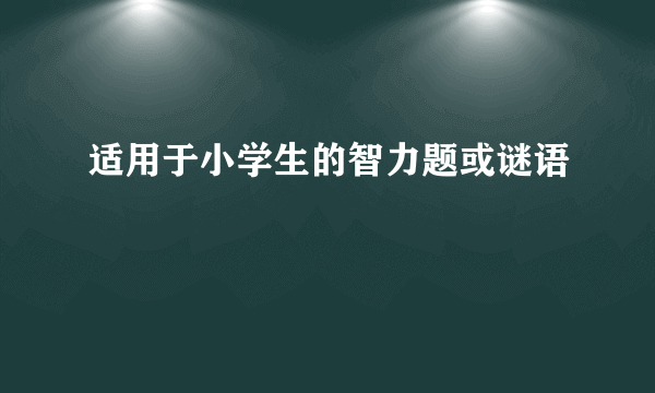 适用于小学生的智力题或谜语