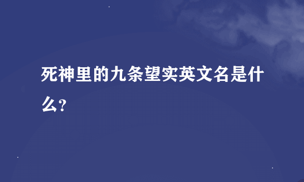 死神里的九条望实英文名是什么？