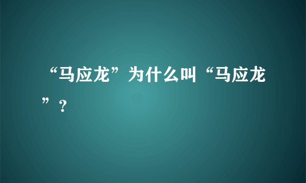 “马应龙”为什么叫“马应龙”？