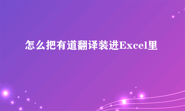 怎么把有道翻译装进Excel里