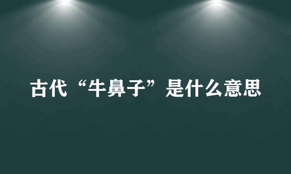 古代“牛鼻子”是什么意思