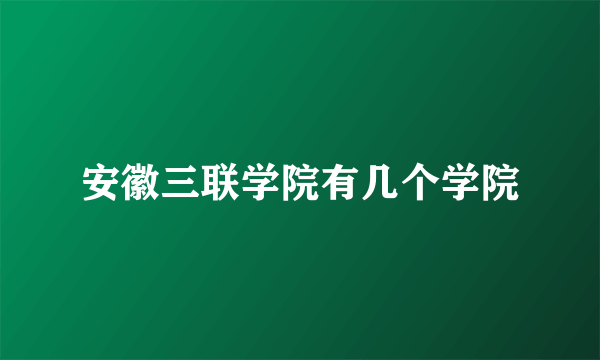 安徽三联学院有几个学院