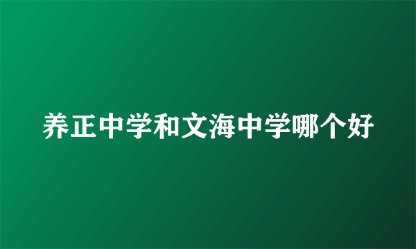 养正中学和文海中学哪个好