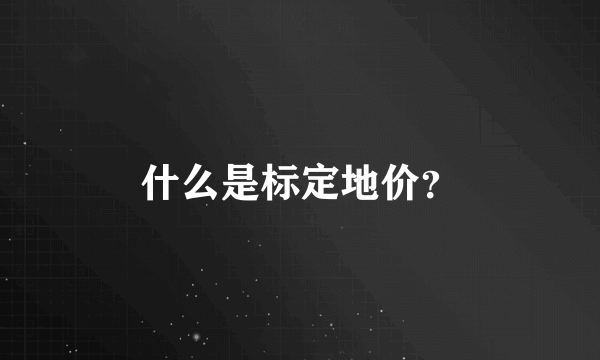 什么是标定地价？