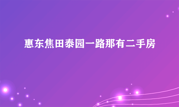 惠东焦田泰园一路那有二手房