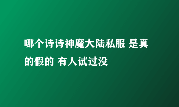 哪个诗诗神魔大陆私服 是真的假的 有人试过没