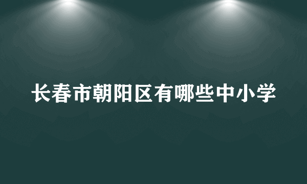 长春市朝阳区有哪些中小学