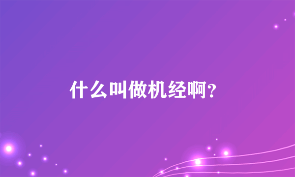 什么叫做机经啊？