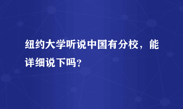 纽约大学听说中国有分校，能详细说下吗？