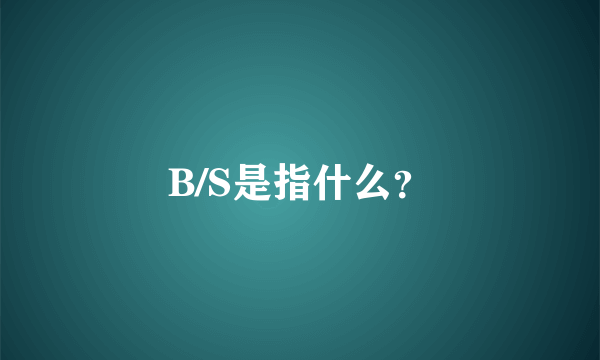 B/S是指什么？