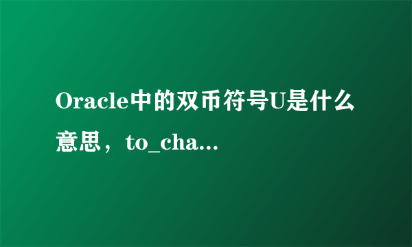 Oracle中的双币符号U是什么意思，to_char(999, 'U999.00')