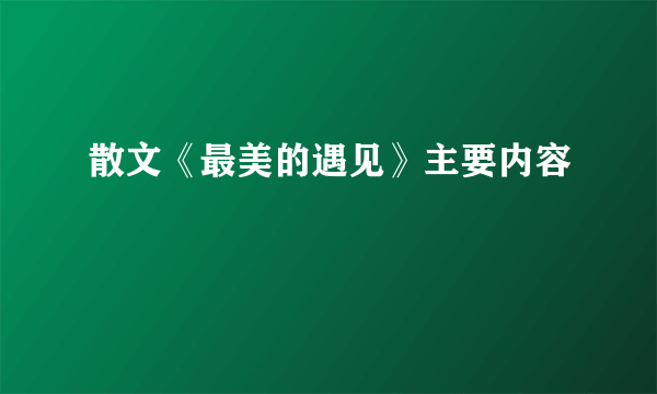 散文《最美的遇见》主要内容