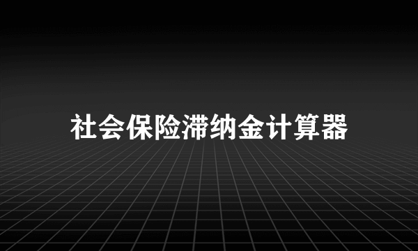 社会保险滞纳金计算器