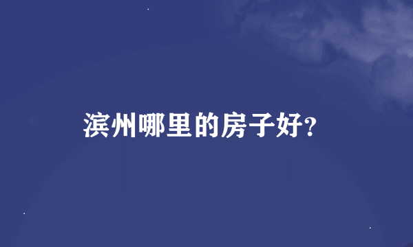 滨州哪里的房子好？