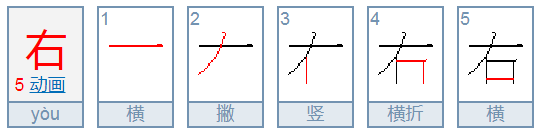 有和右的笔画笔顺是什么?