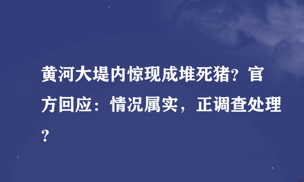 黄河大堤内惊现成堆死猪？官方回应：情况属实，正调查处理？