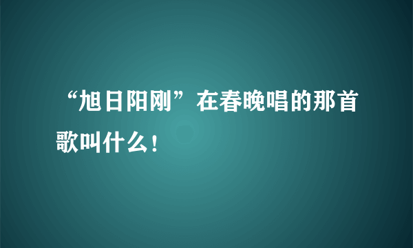 “旭日阳刚”在春晚唱的那首歌叫什么！