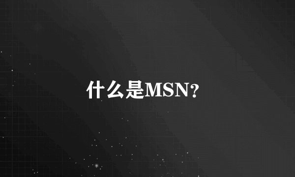 什么是MSN？