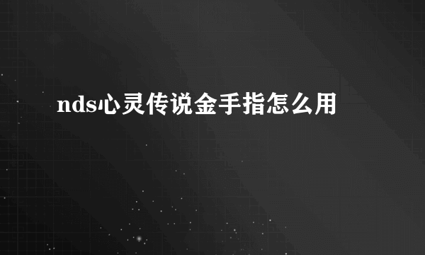 nds心灵传说金手指怎么用