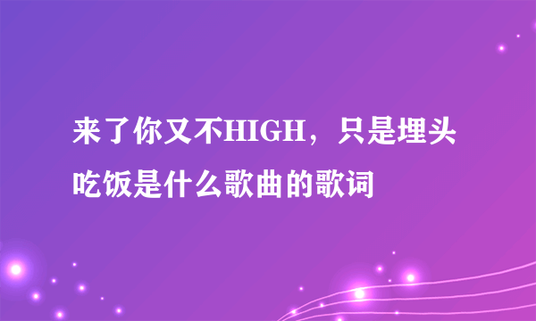 来了你又不HIGH，只是埋头吃饭是什么歌曲的歌词