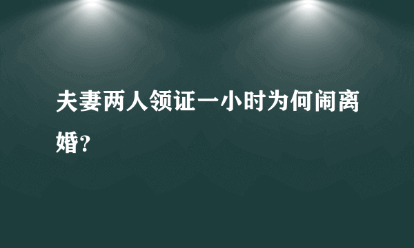 夫妻两人领证一小时为何闹离婚？