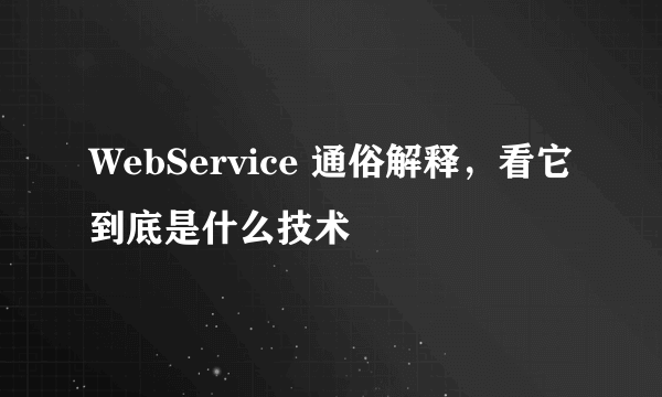 WebService 通俗解释，看它到底是什么技术